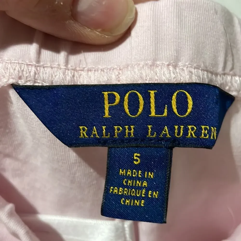 Ralph Lauren 5 pale pink legging floral embroidered with cold shoulder pink top